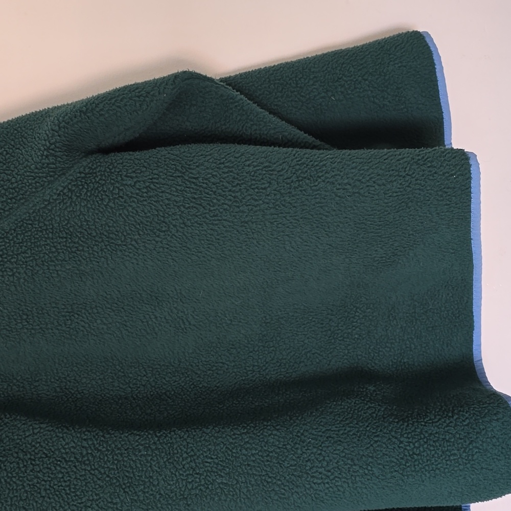 J. Crew Green Teddy Bear Fleece Zip Front Jacket Blue Accents - Picture 6 of 10